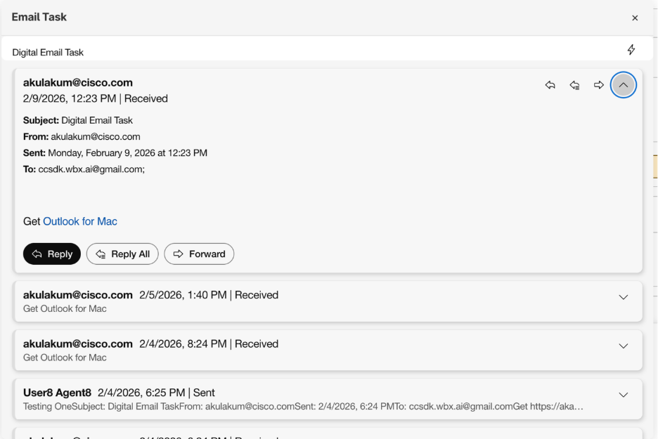 Email expanded view – shows complete email details with response
options