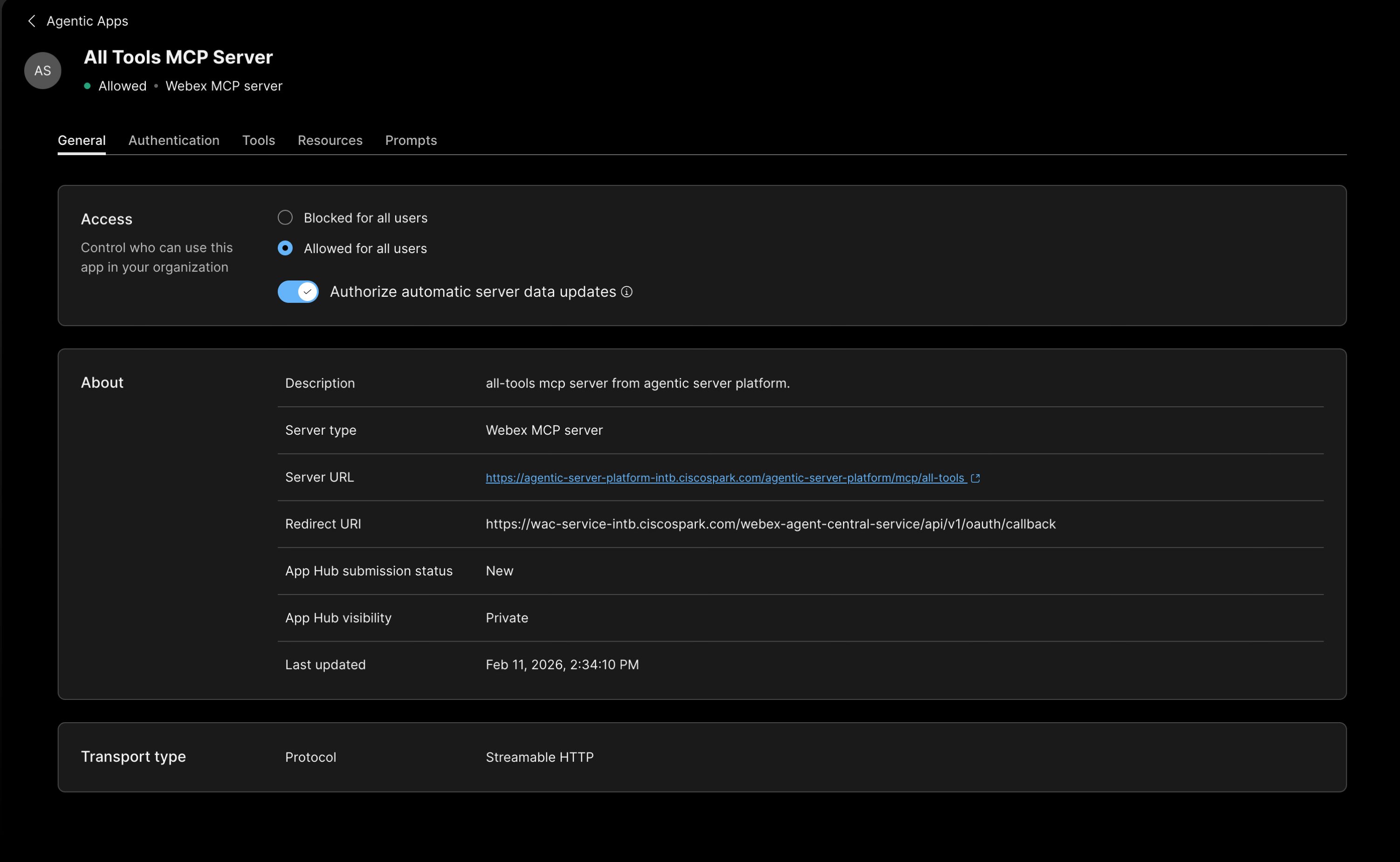 Agentic App General Page