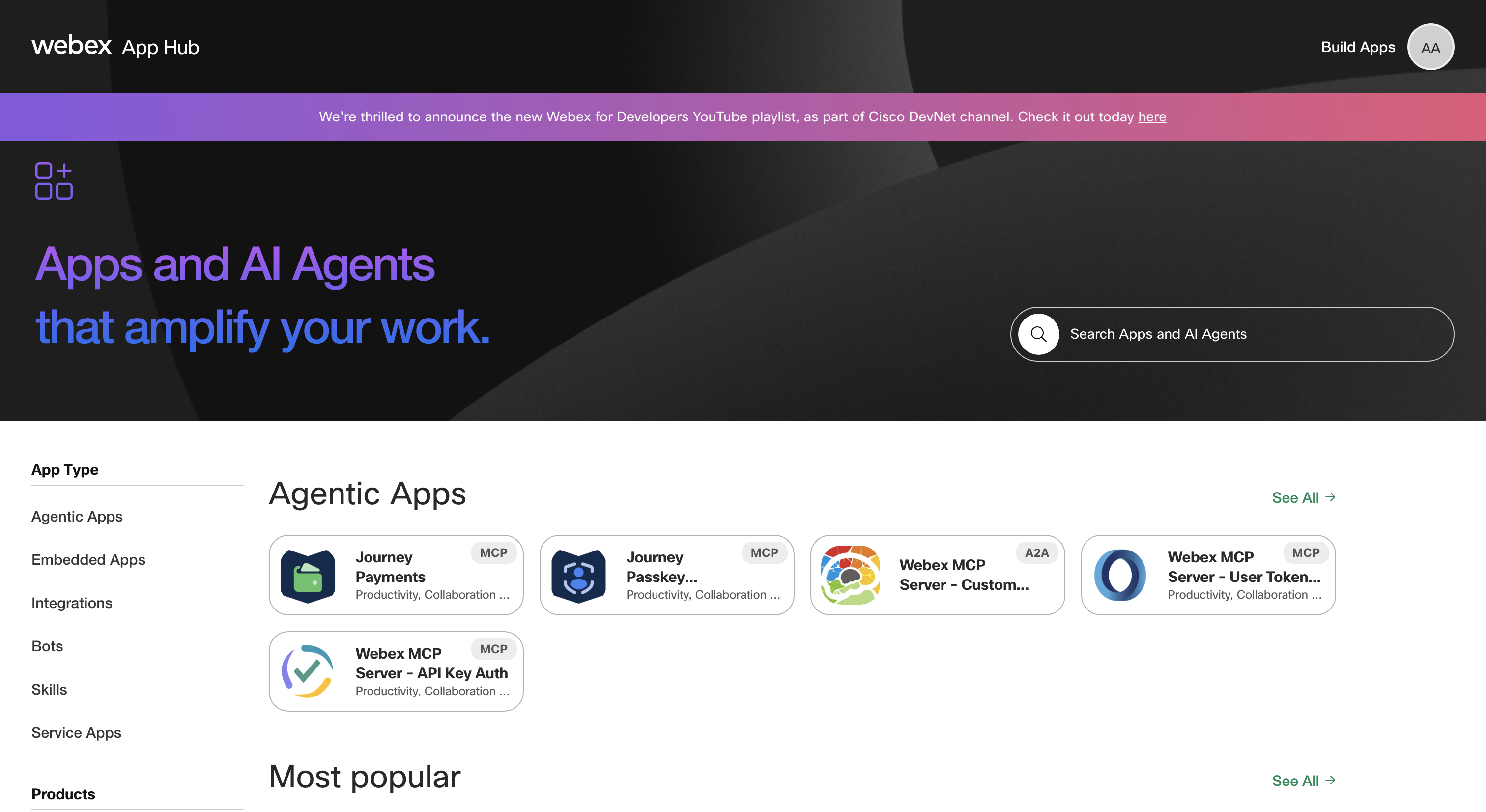 App Hub landing page
