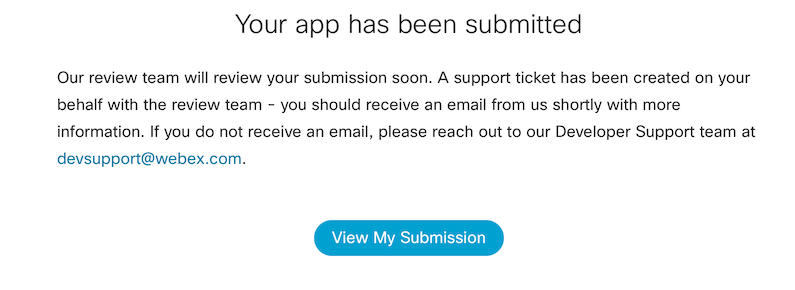 Button to submit app to Webex