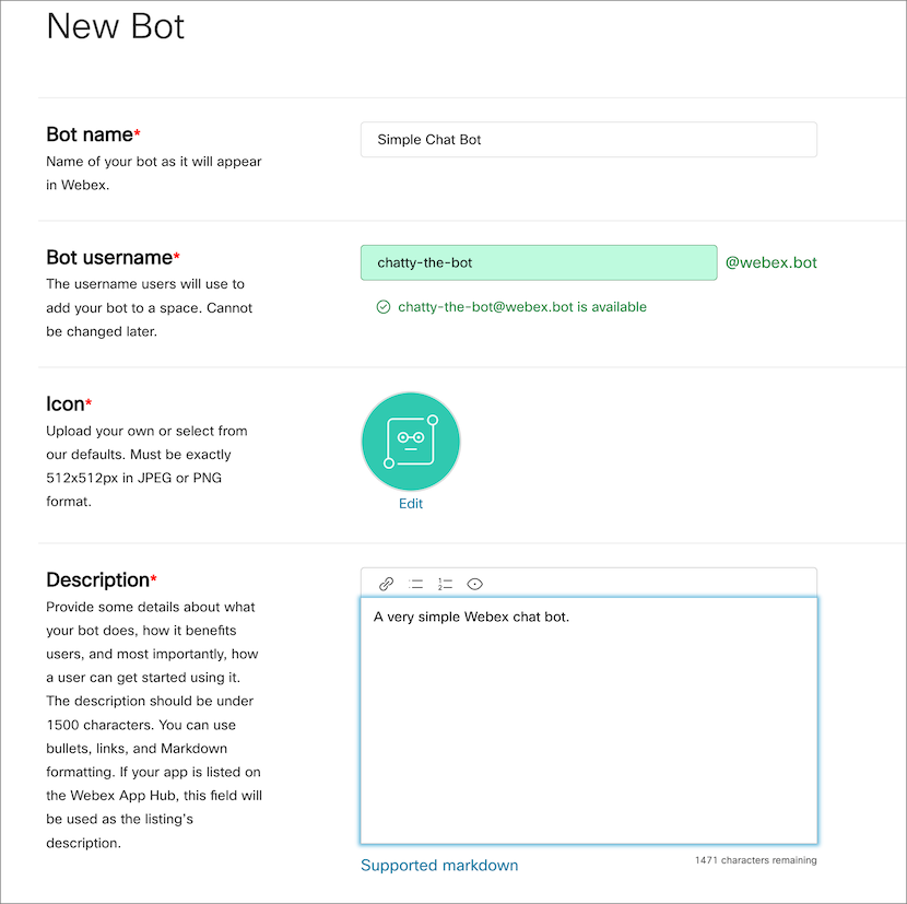 New bot form