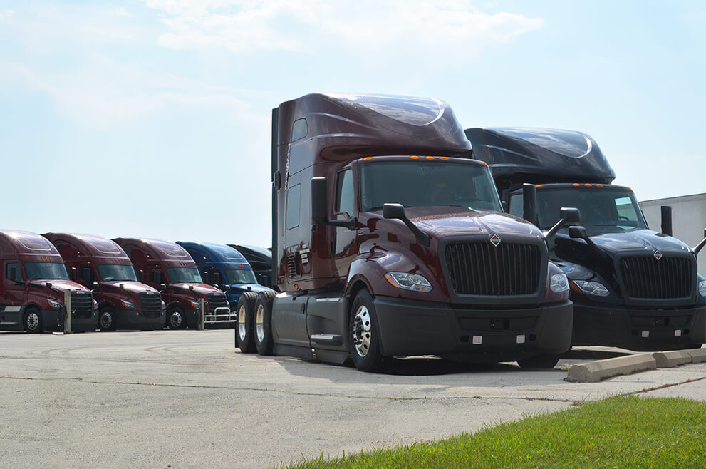 Semi trucks for lease parked at SFI