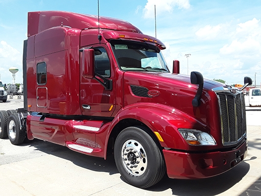 Peterbilt truck with red-painted exterior