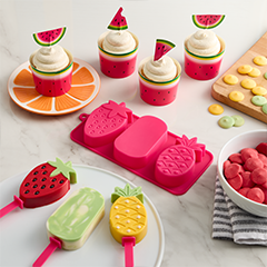 Summer inspired baking supplies in fruit shapes