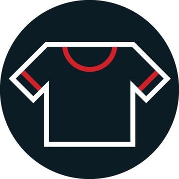 white and red outline of t-shirt on black background