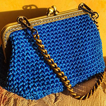 textured blue handbag