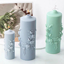 pillar candles with filigree design details