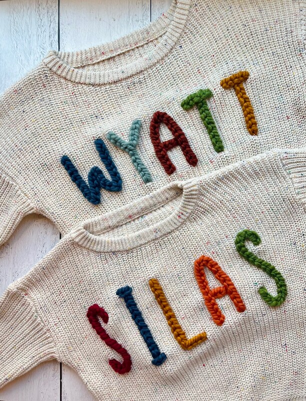 personalized baby name sweater