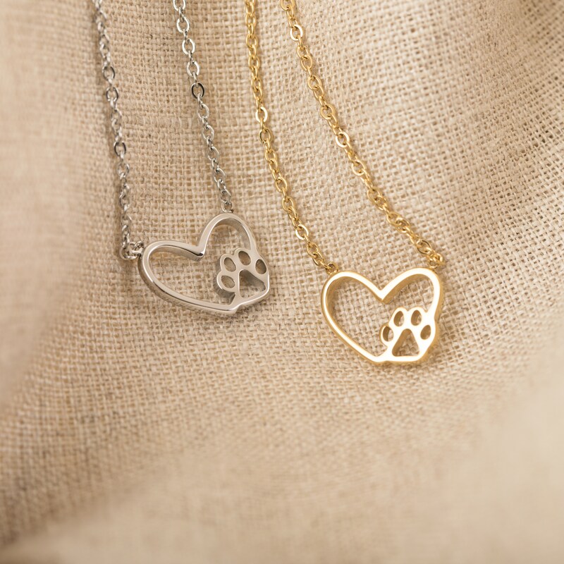 paw print heart necklace