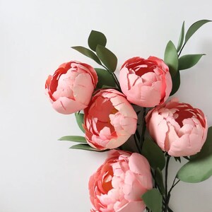 salmon colored paper peonies