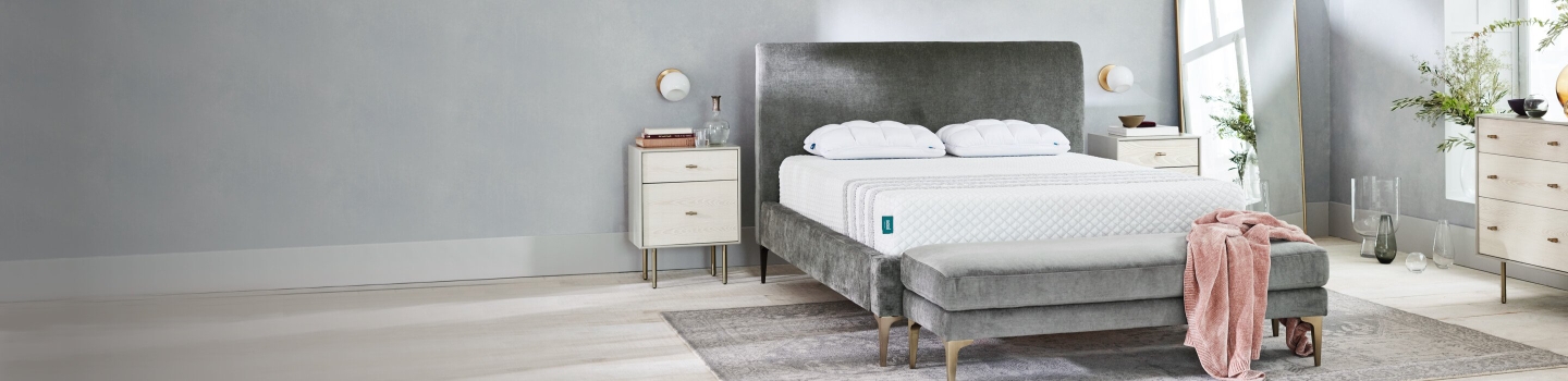 A Leesa bed in a decorated room.