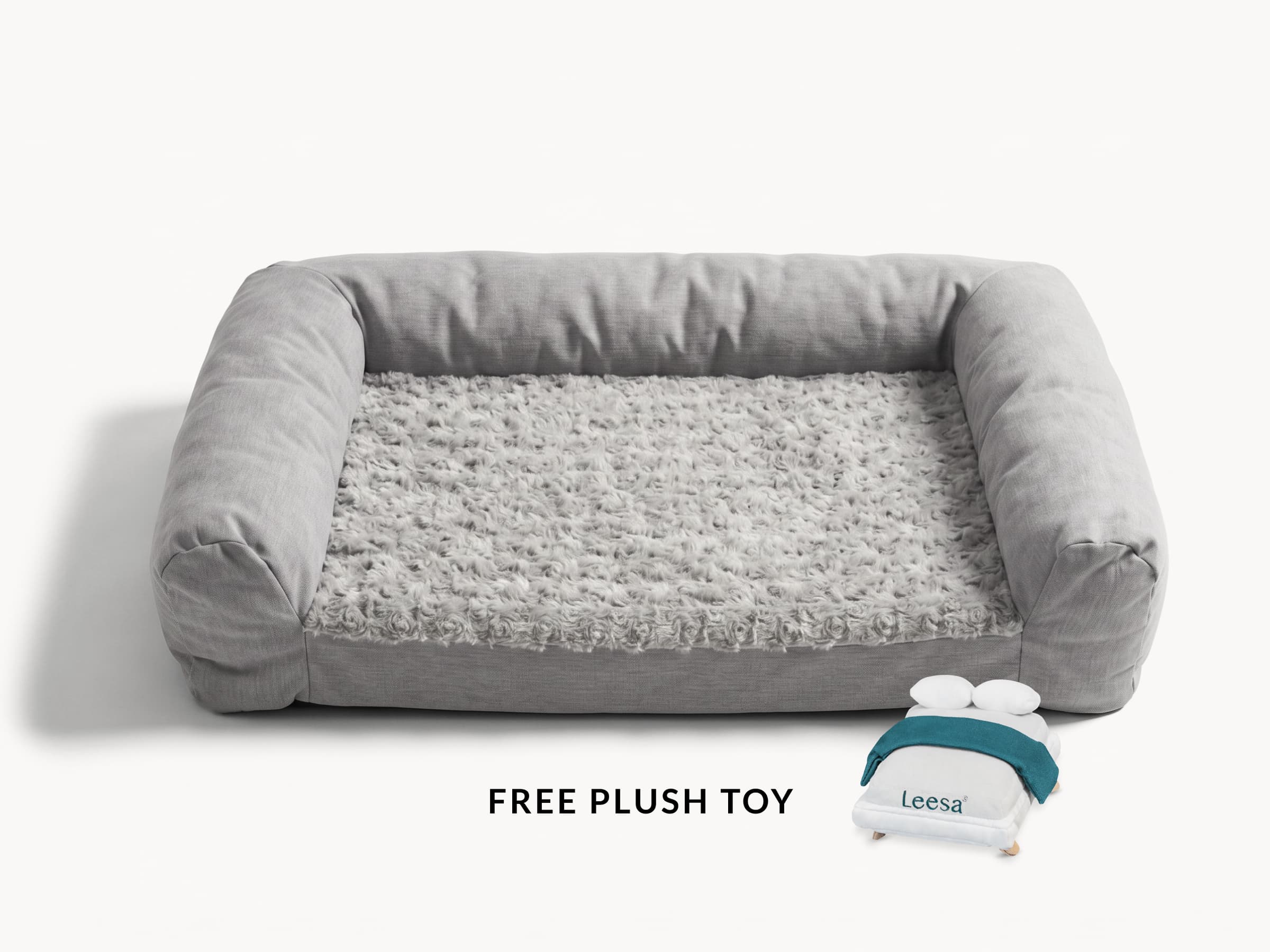 Plush Bolster Pet Bed