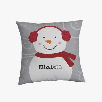 snowman family personalized lumbar pillow