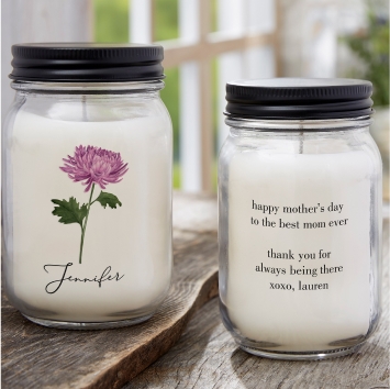 Birth Month Flower Personalized Mother’s Day Farmhouse Candle Jar