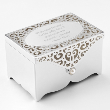 Engraved Silver Scroll Rectangle Keepsake Box