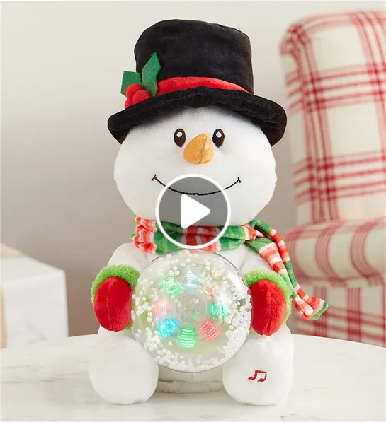 Animated Snowman Plush with Chocolate