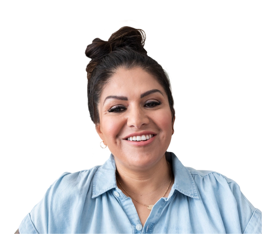 a smiling woman looking to hire candidates for her business