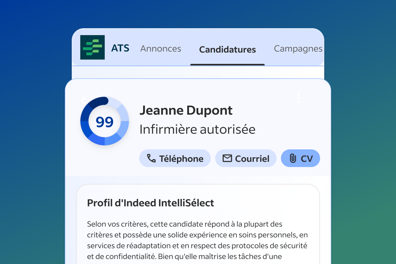 Interface utilisateur d'une fiche d'évaluation de candidature.
