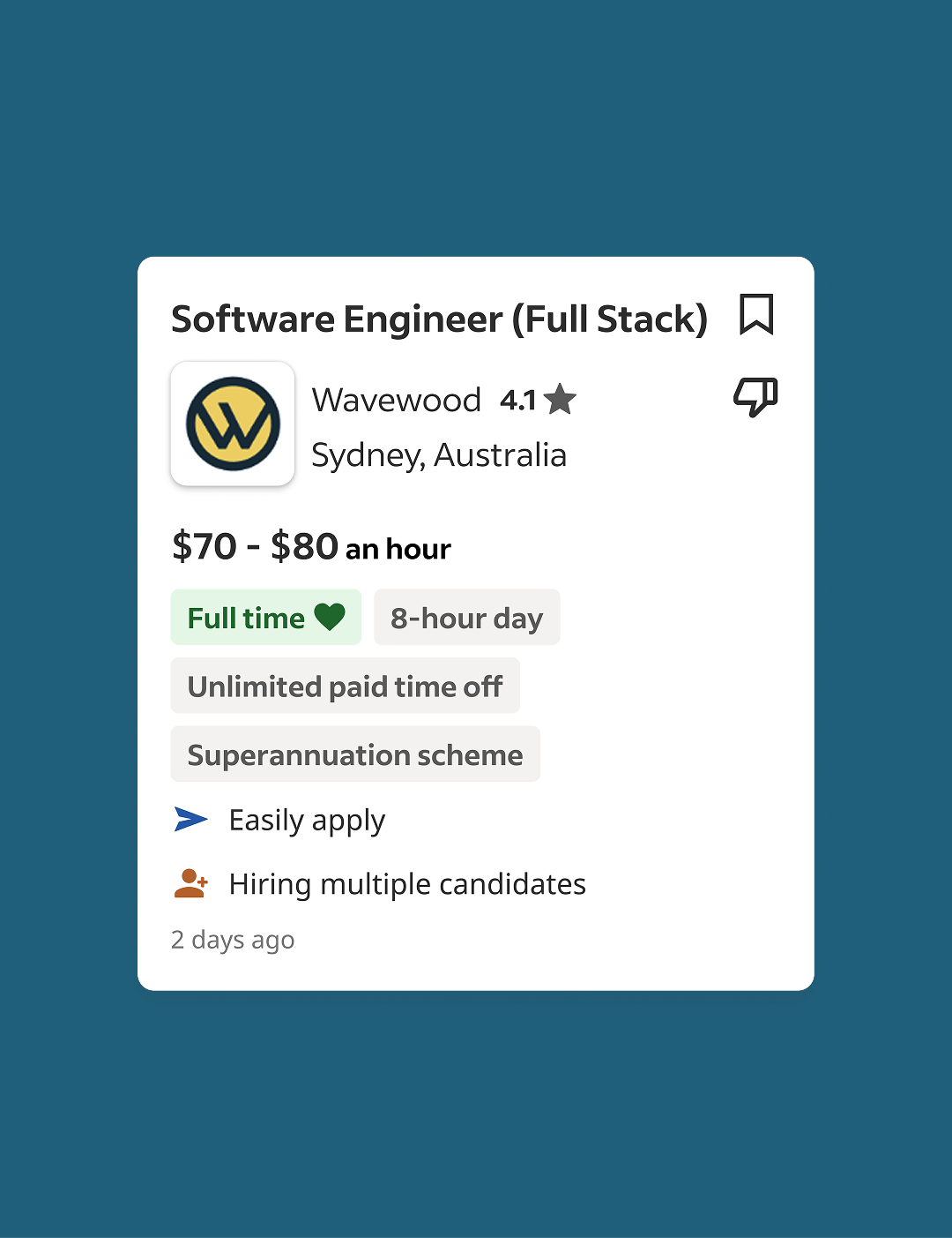 A Indeed job post showing items like a company logo and additional features to get more visibility as a featured employer.