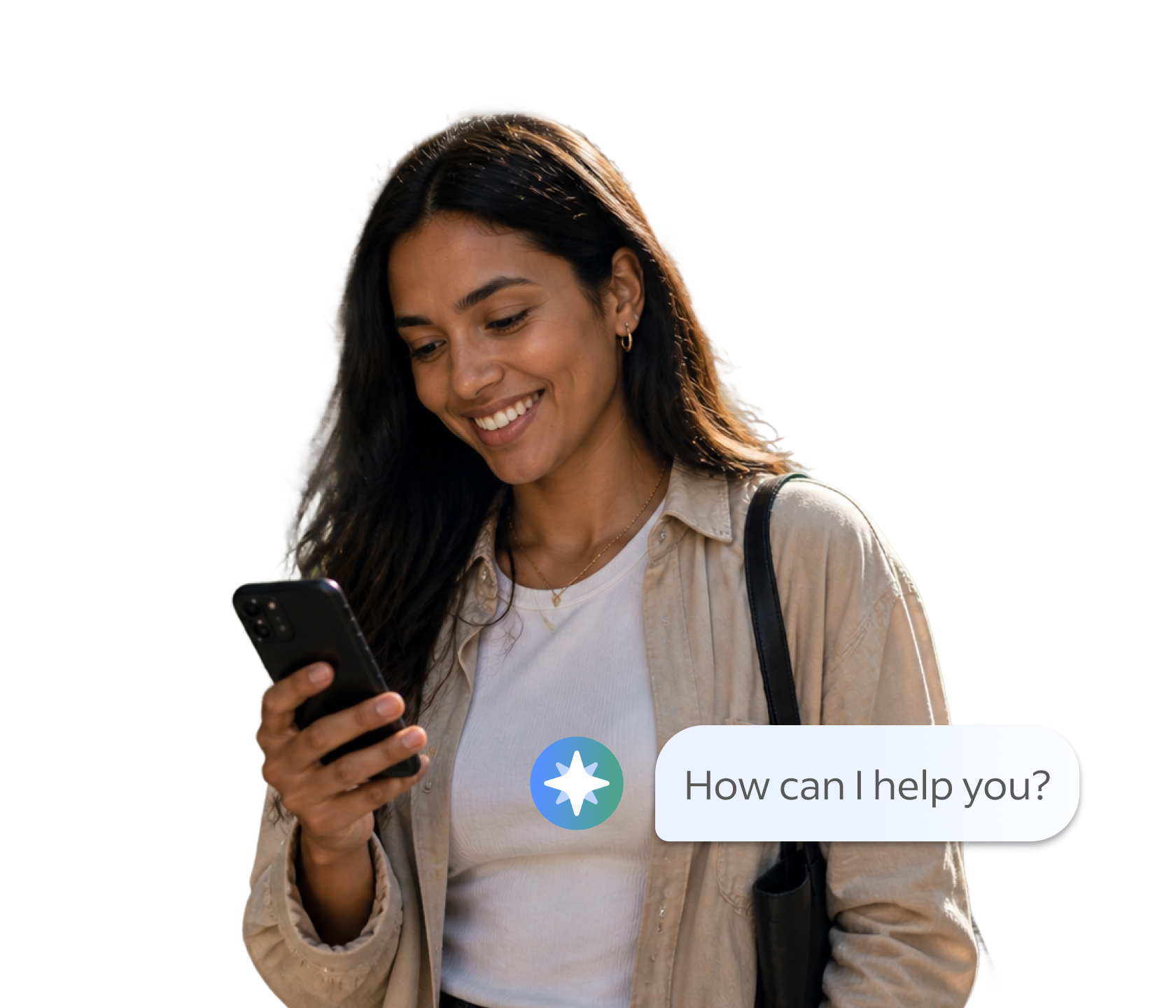 A woman walking while looking at a cellular phone.
