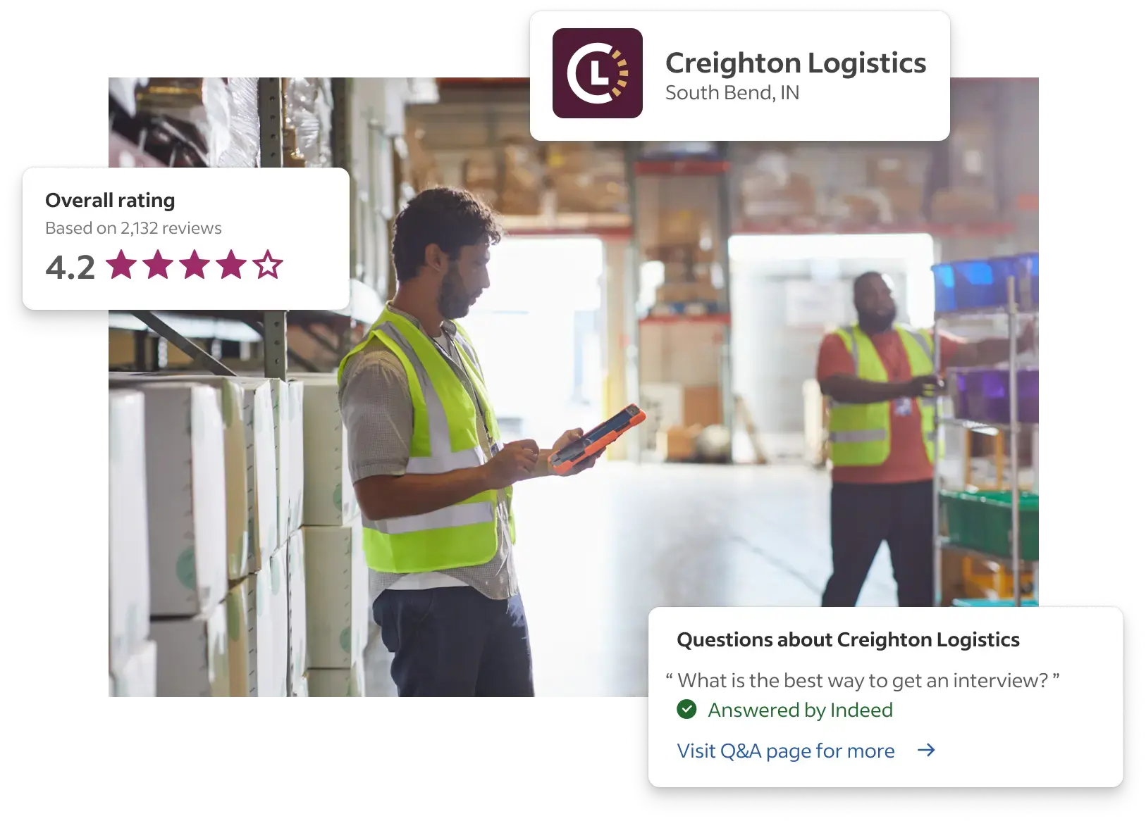 Two warehouse workers fulfilling an order while they reflect on what makes their company a great place to work