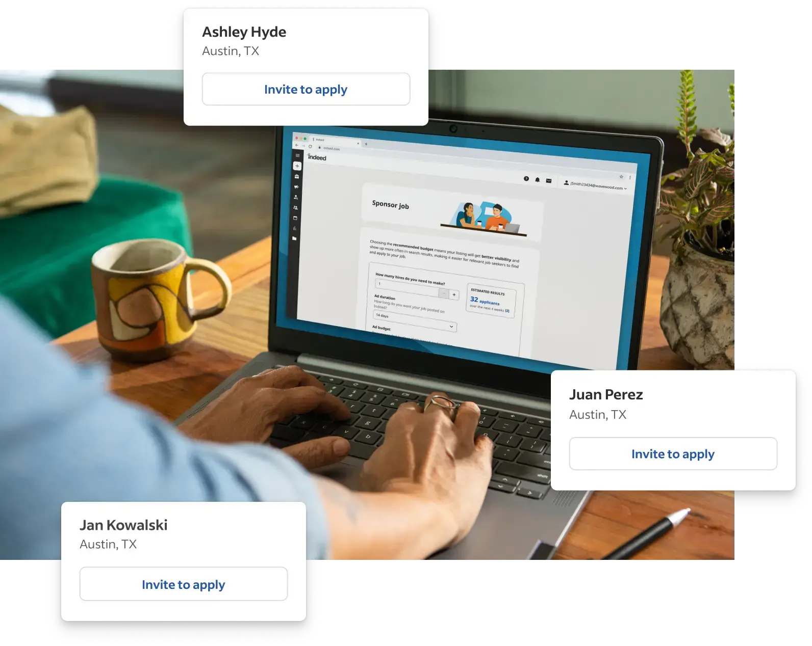 Indeed dashboard showing candidates by location