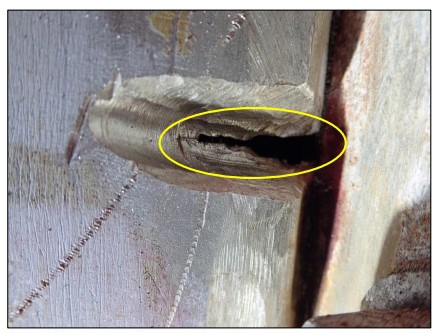 Figure 7: Close up view of typical weld crack size