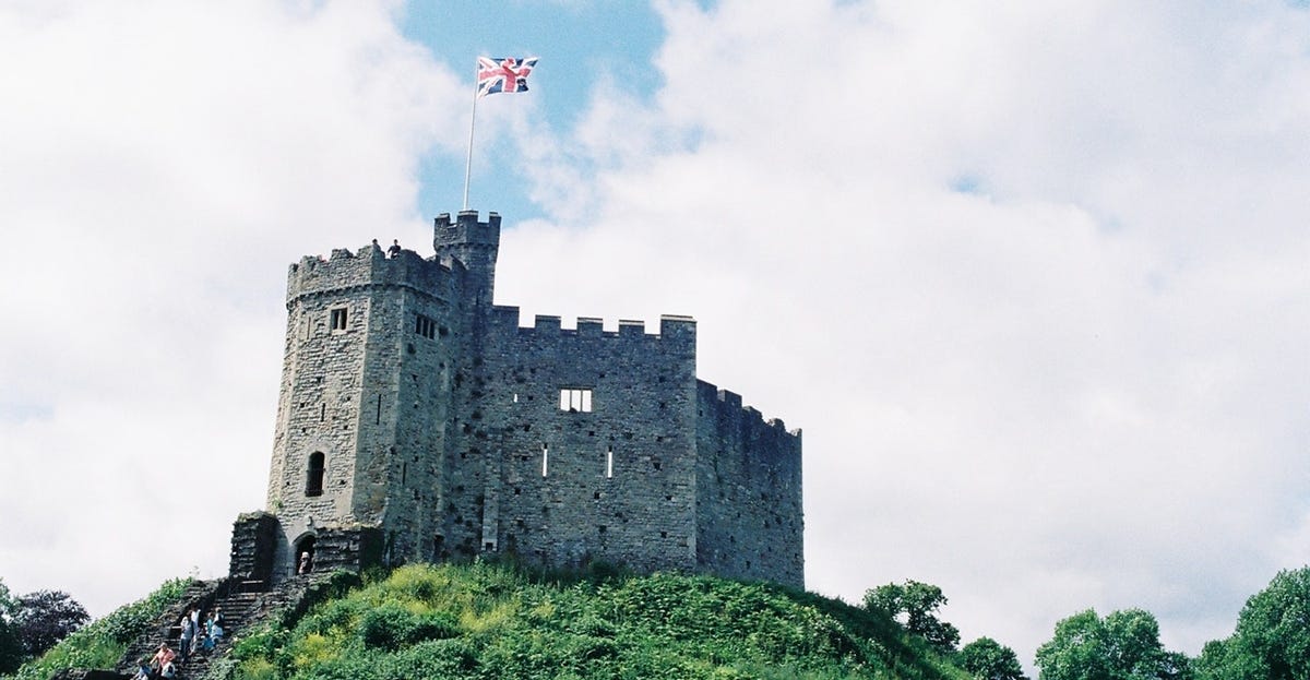 Castle with a British flag