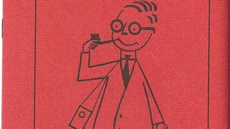 A red book with the little professor on the front