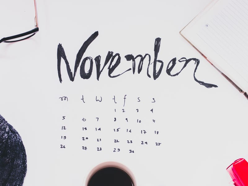 A little calendar for the month of November
