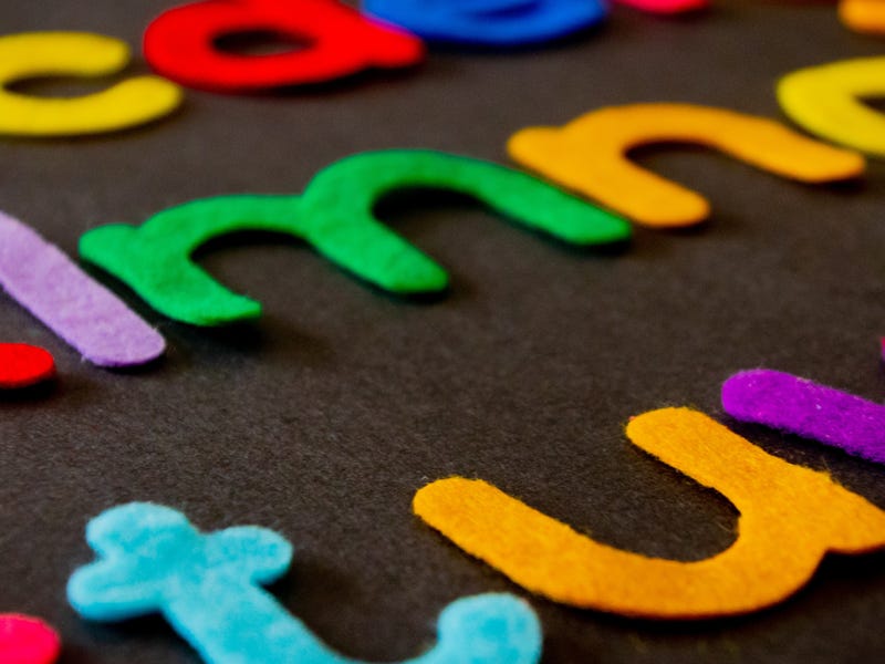 Colorful letters made of textile