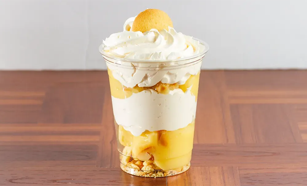 Banana Parfait topped with Nilla Wafer Cookies