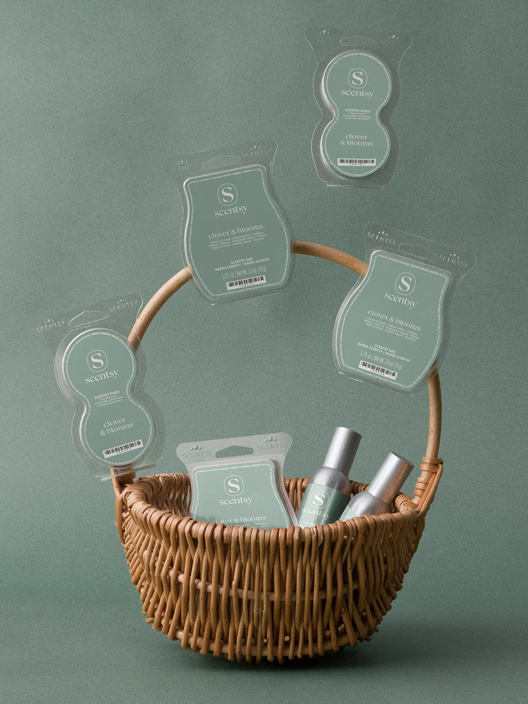 Various fragrance products in Clover & Blooms scent