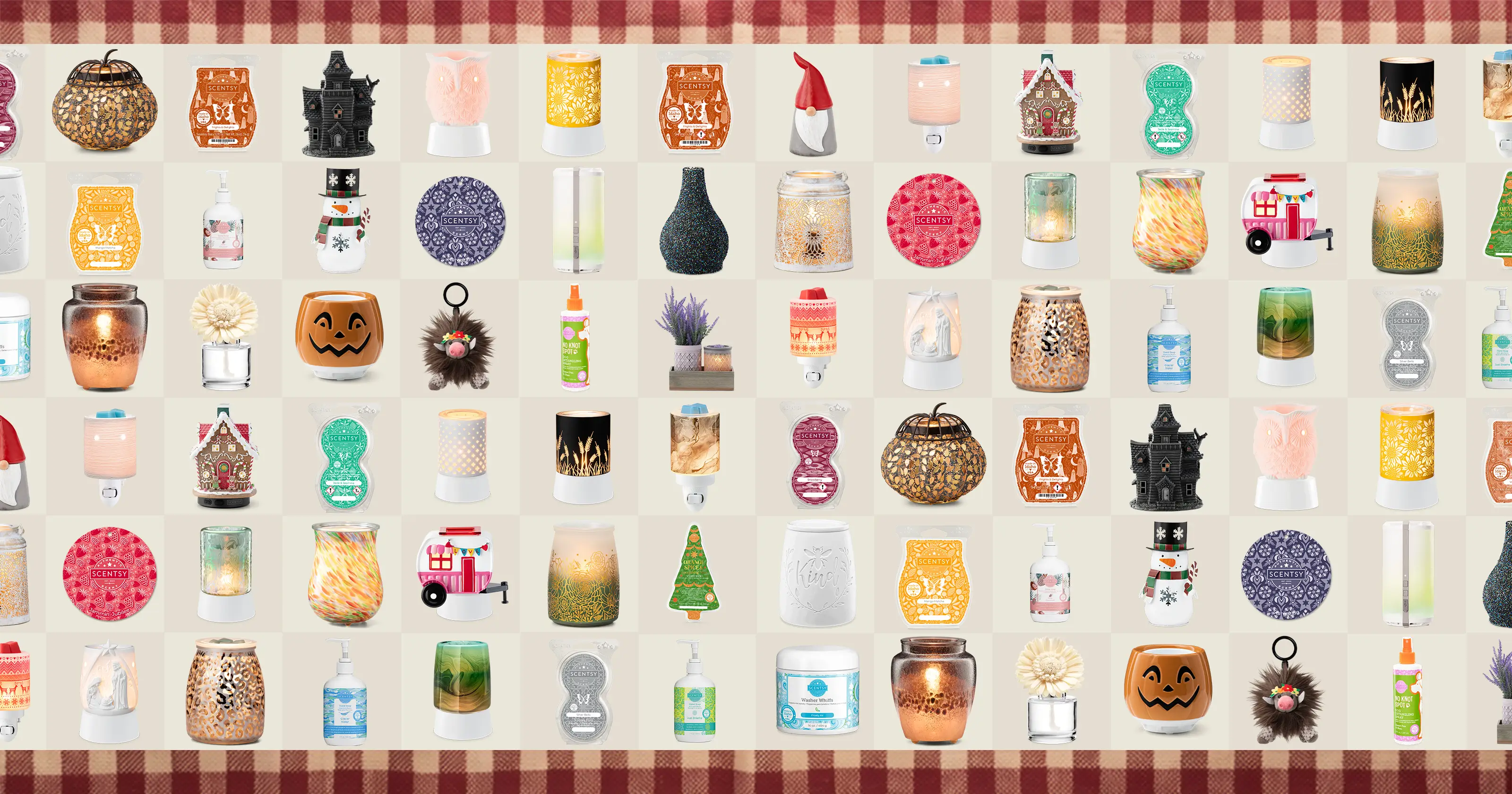 A variety of Scentsy products on offer pictured in a grid
