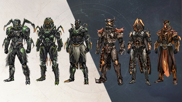 Hunters, Warlocks, and Titans seen in this year's Festival of the Lost ornaments, left side is spider-themed, right side is beetle-themed
