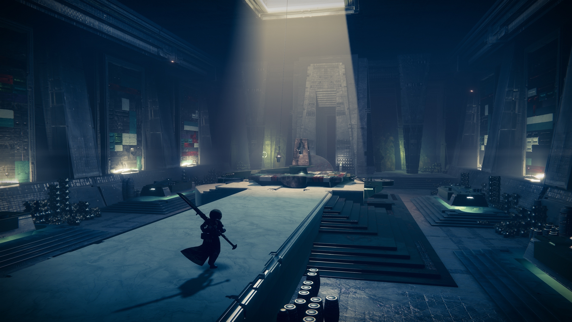 Captura de pantalla de un hechicero que corre a la mesa de creación en el Enclave.
