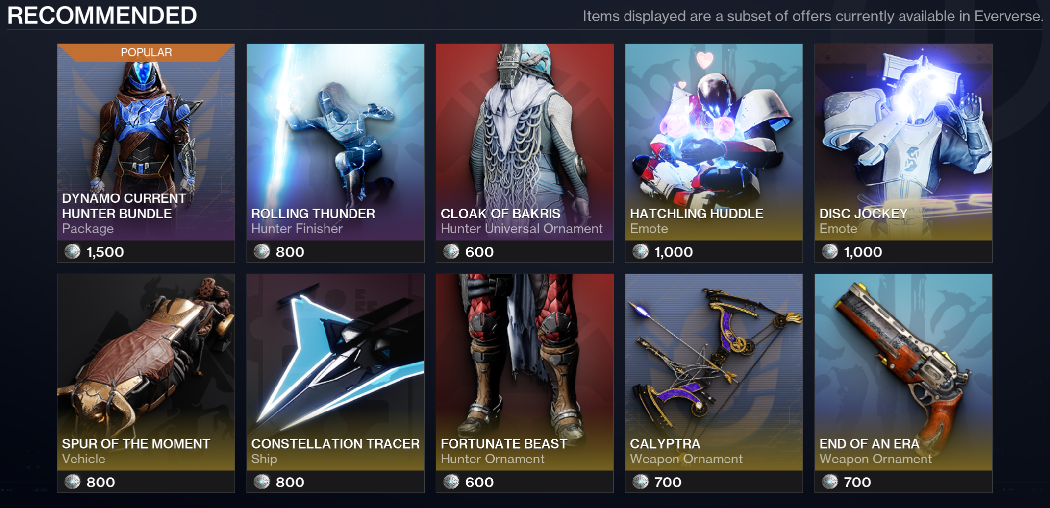 Eververse Recommendations