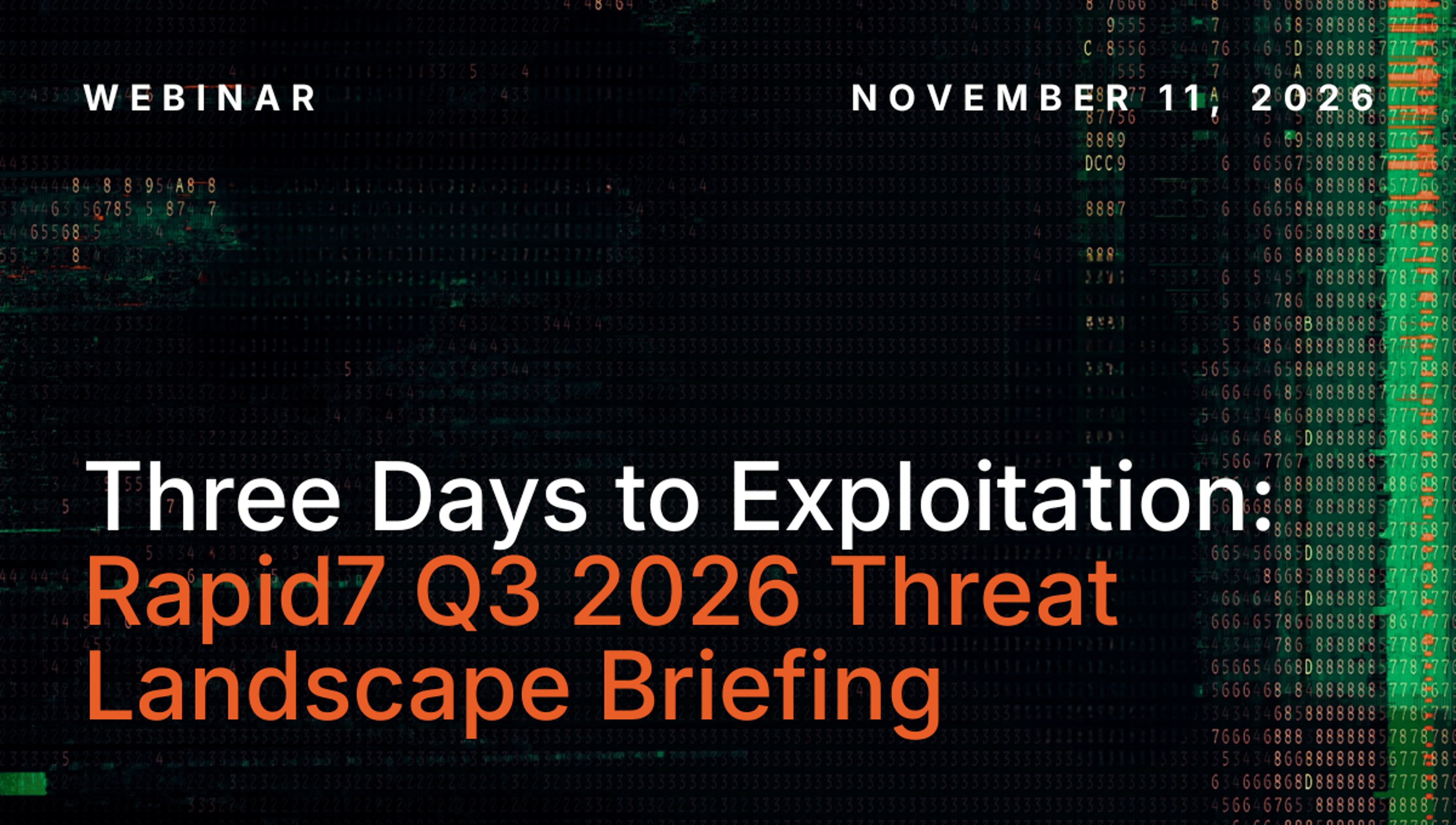 Three Days to Exploitation: Rapid7 Q3 2026 Threat Landscape Briefing