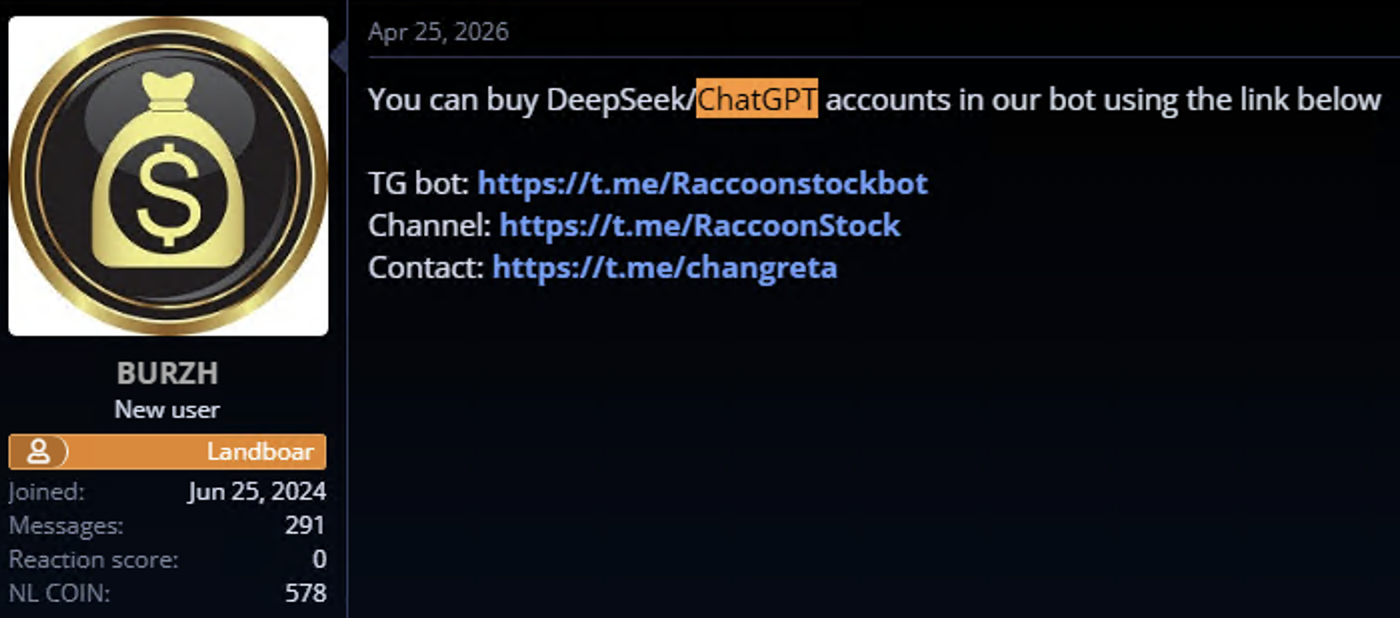 Stolen-AI-accounts-for-sale-cybercrime-forum.png