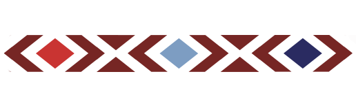 Brown, red, and blue geometric decorative element