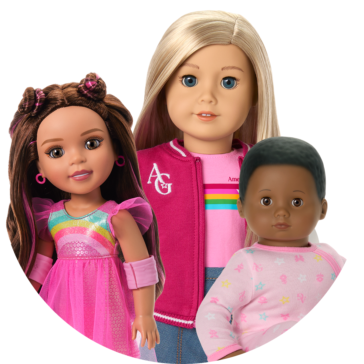 AG Sisters doll, Truly Me doll and Bitty Baby doll