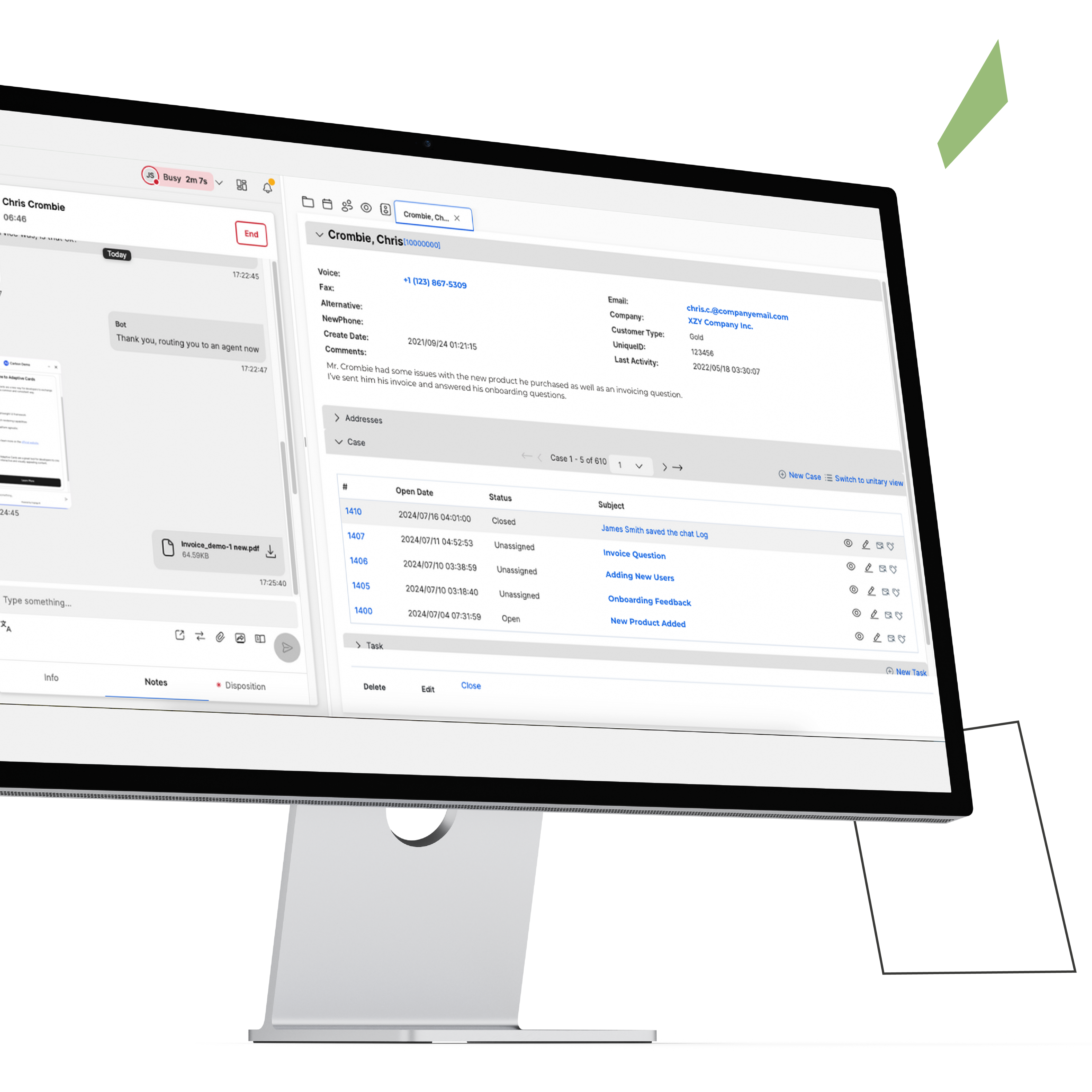 A desktop showing 8x8's Omnichannel Routing interface for seamless customer communication