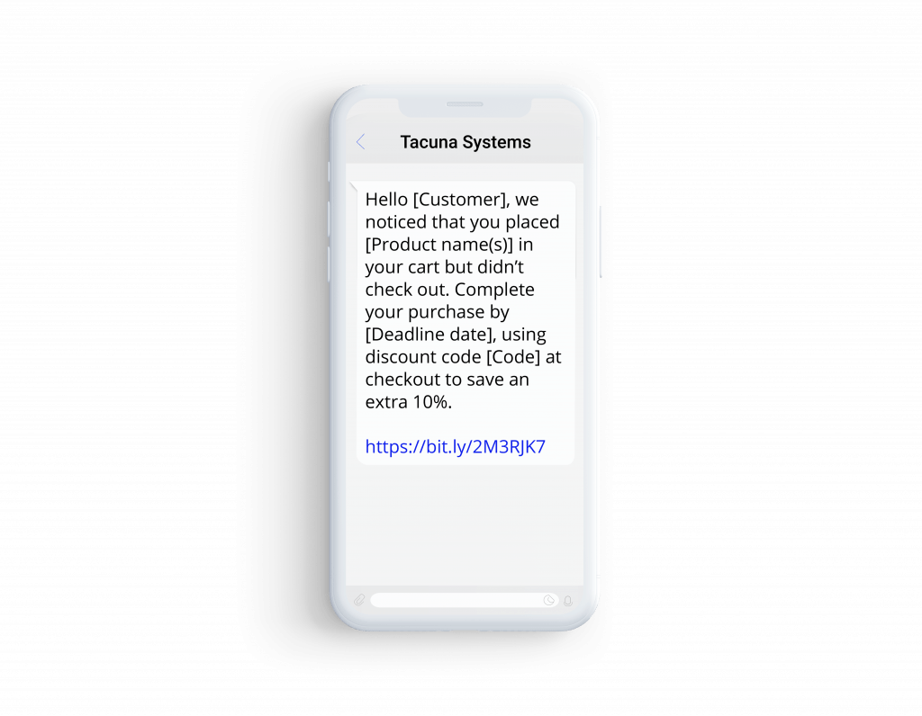 SMS screenshot - Tacuna Systems