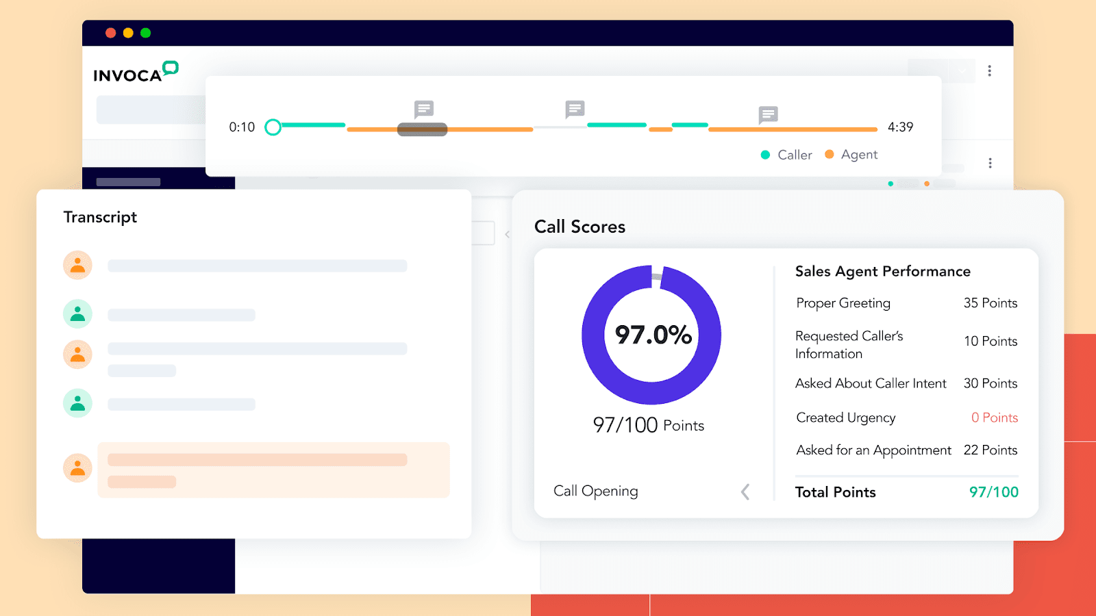 Sample automated agent scorecard from Invoca