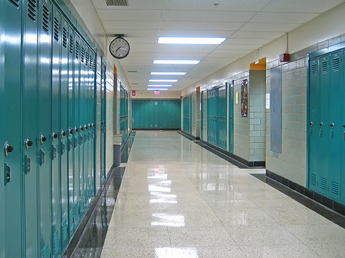 Hallway of K-12 school that uses 8x8’s cloud communication platform