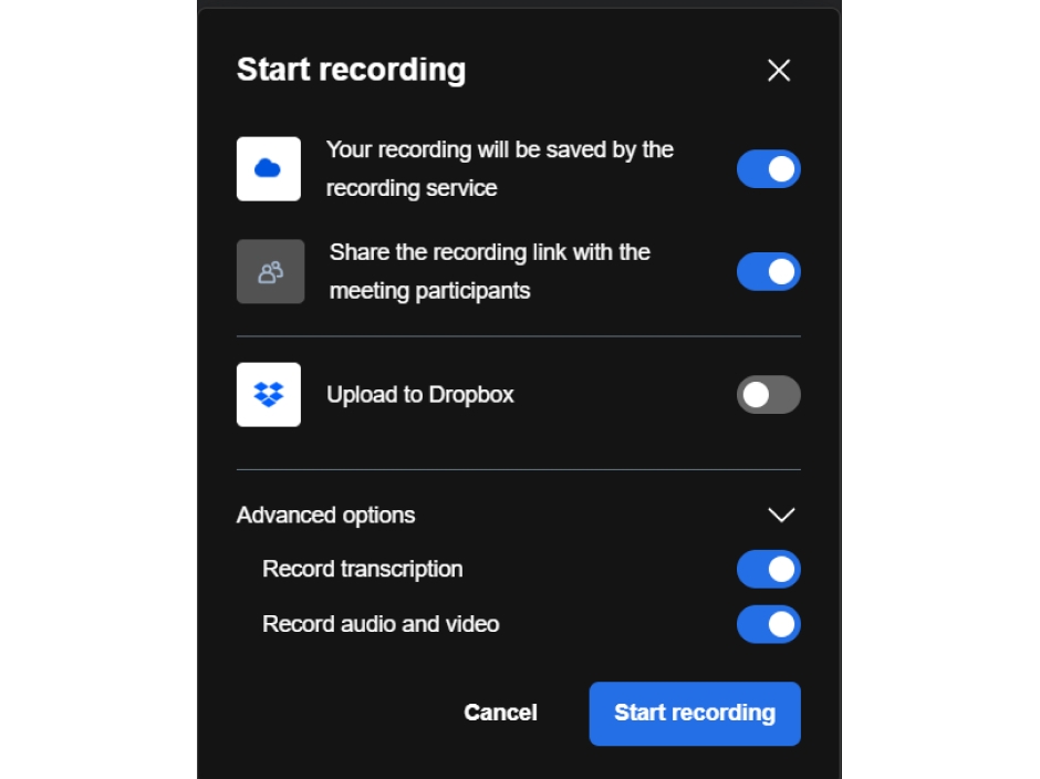 Start Recording settings > Transcription recording enabled to enable summary email