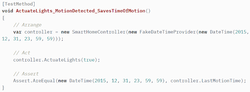 An example of a state-based unit test using a DateTimeProvider interface
