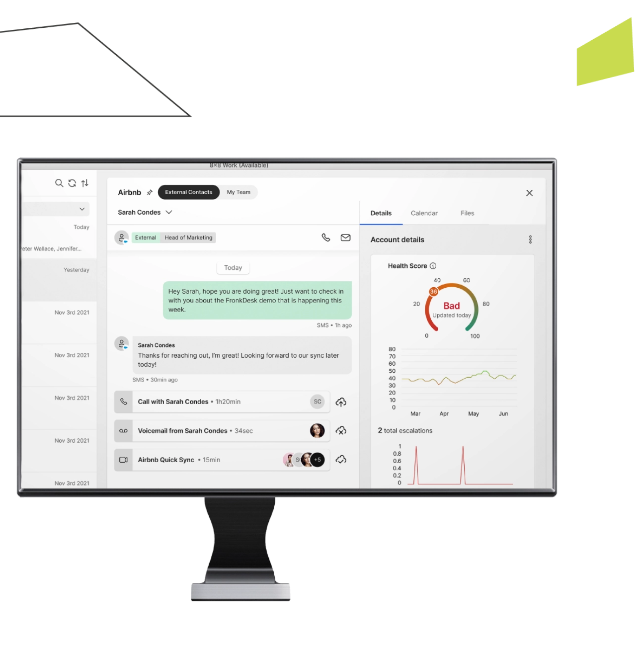 8x8 Engage’s unified dashboard blending communications and contact center tools for customer interactions