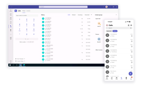 Screenshot of Microsoft Teams user experience with 8x8 Voice integration