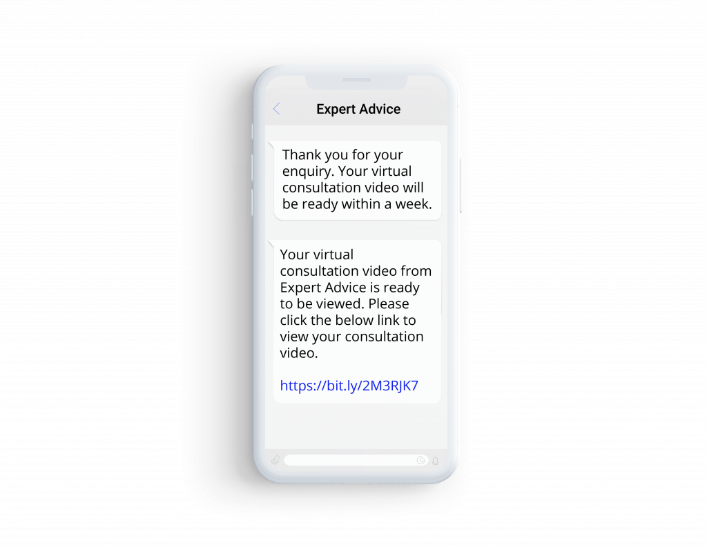 SMS screenshot - Expert Advice